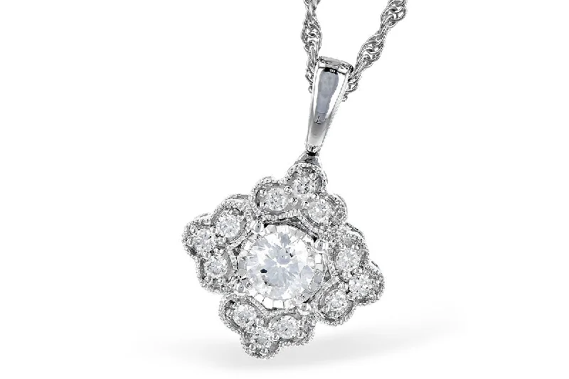 14K White Gold 0.15ctw Diamond Vintage Inspired Necklace by Allison Kaufman