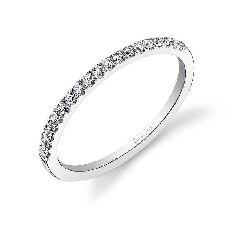 14K White Gold 0.16ctw Round Diamond Classic Wedding Band