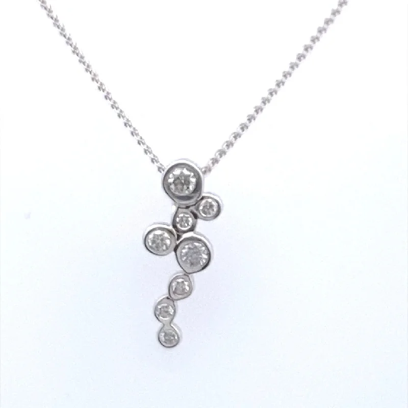 14K White Gold 0.18ctw Diamond Free Form Bubble Necklace