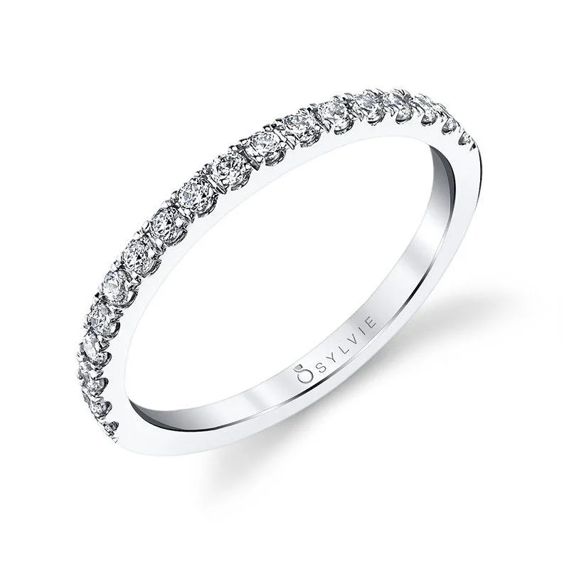 14K White Gold 0.32ctw Round Diamond Half Wedding Band