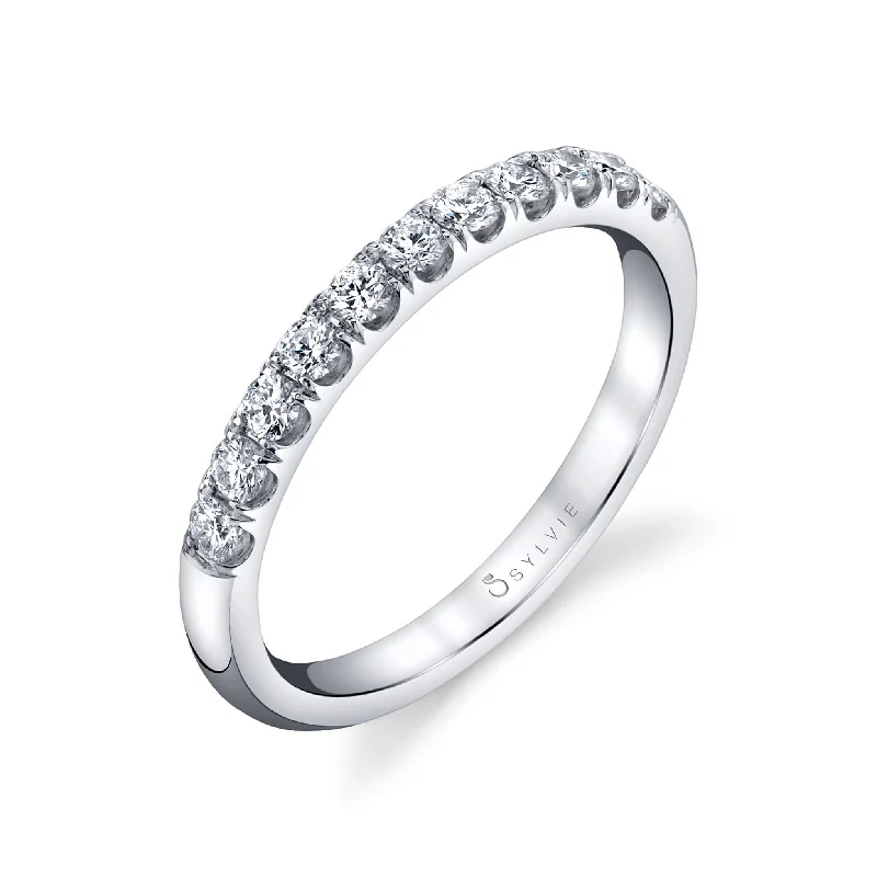 14K White Gold 0.33ctw Round Diamond Eleven Stone Wedding Band