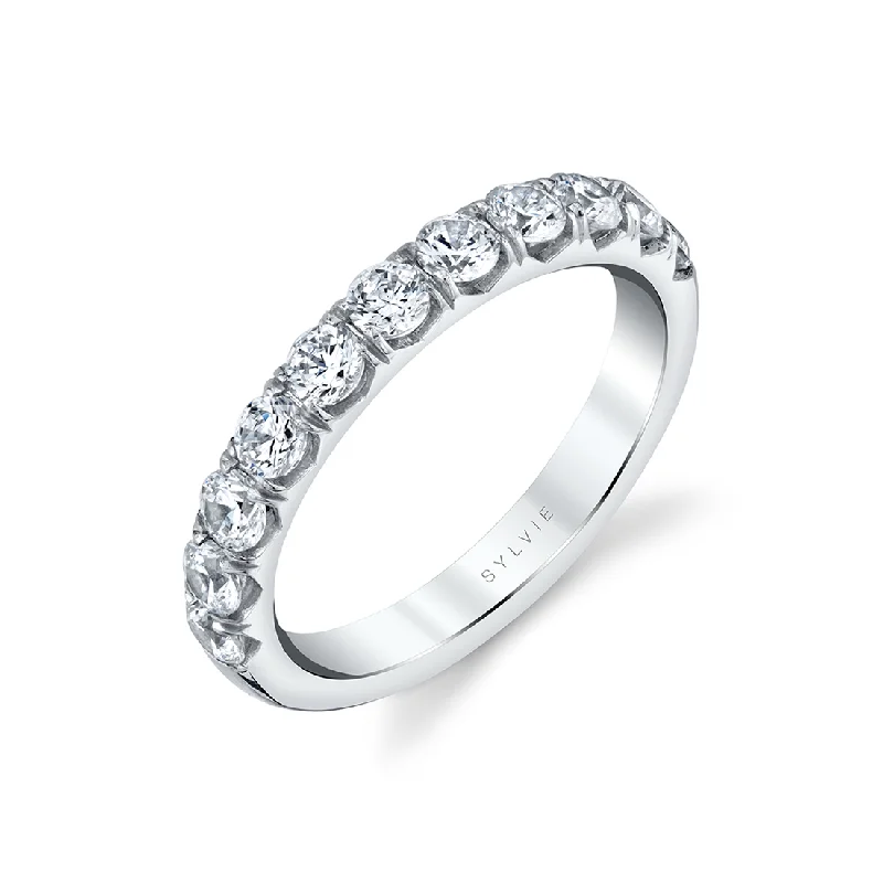 14K White Gold 0.50ctw Round Diamond Eleven Stone Wedding Band