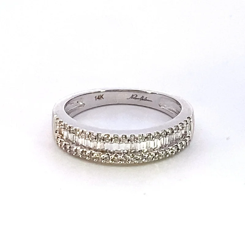 14K White Gold 0.50ctw Round Diamond Multi Row Wedding Band