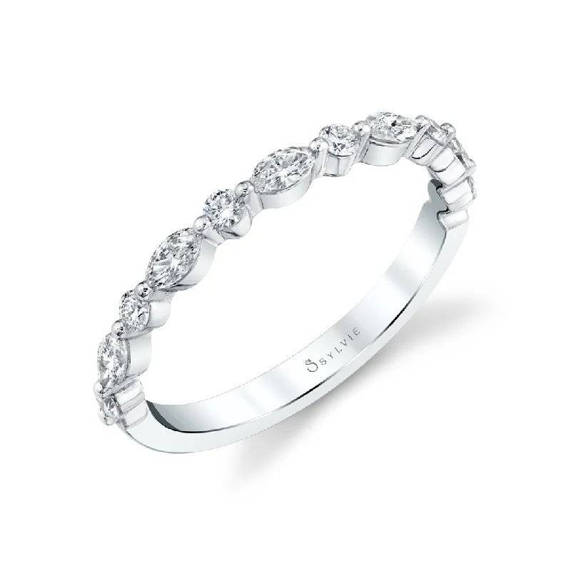 14K White Gold 0.50ctw Round Diamond Vintage Inspired Wedding Band