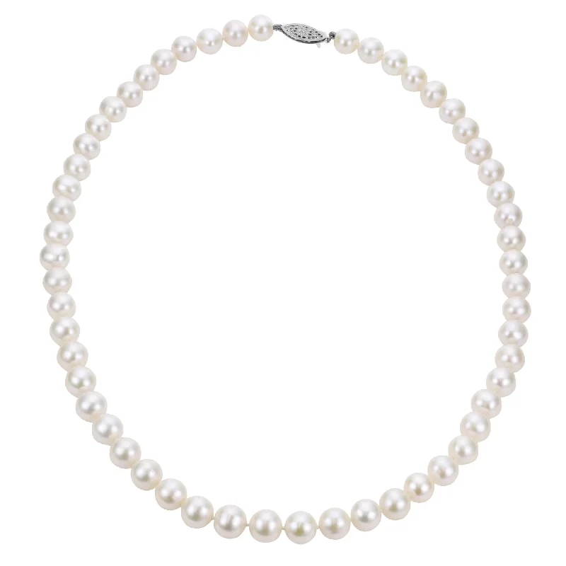 14K White Gold "AA" Quality Freshwater Pearl Strand