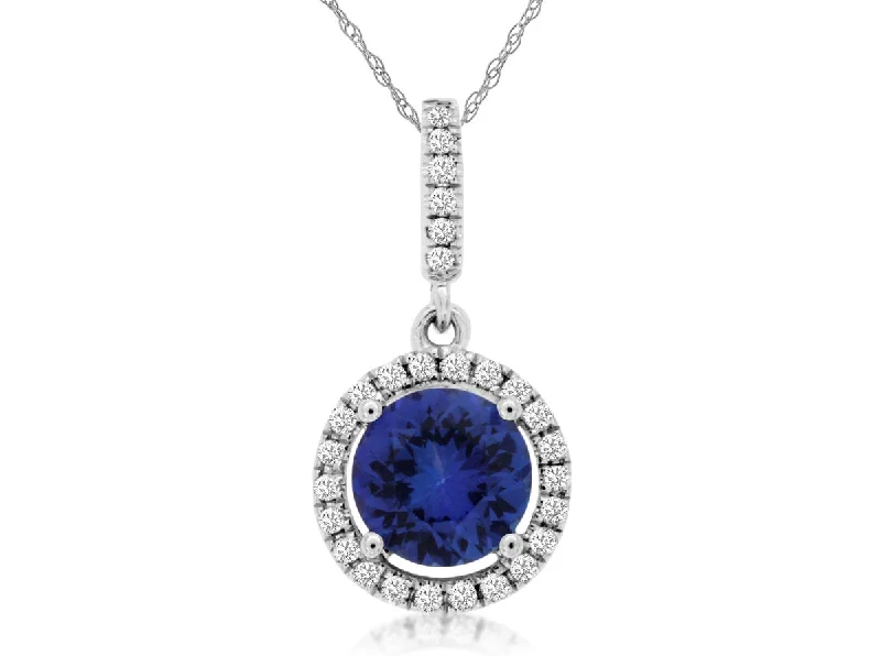 14K White Gold Tanzanite and Diamond Necklace