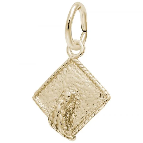 14K Yellow Gold Graduation Cap Charm