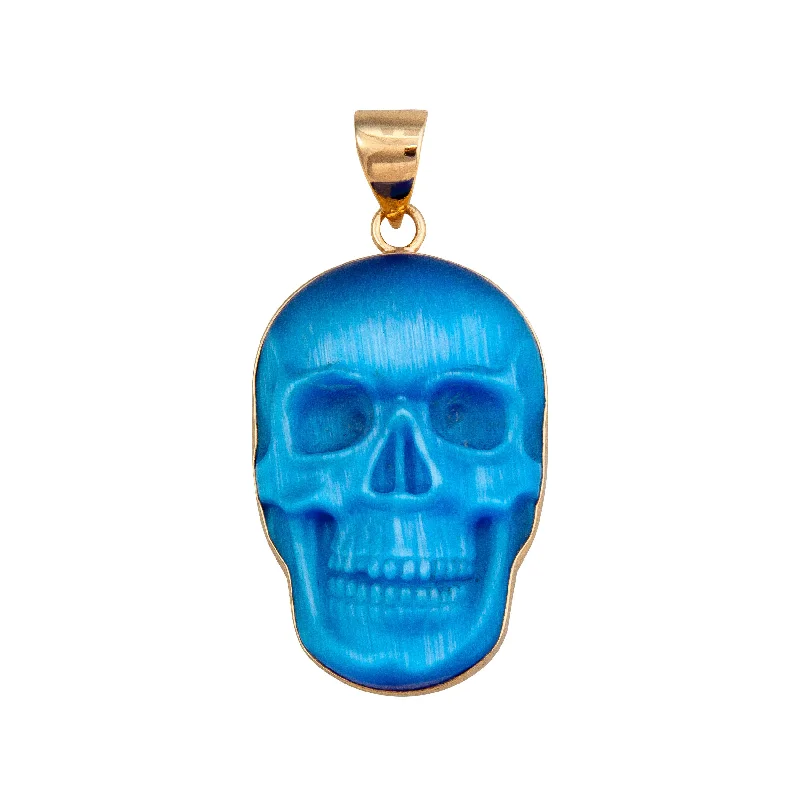 Alchemia Blue Fiber Optic Skull Pendant - Large