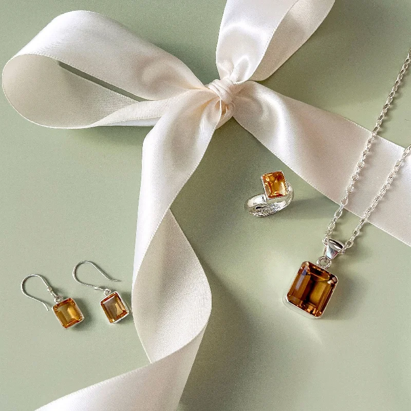 Sterling Silver Citrine Set