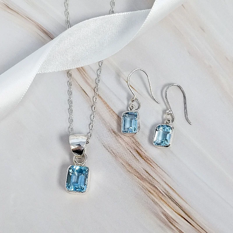 Sterling Silver Blue Topaz Set