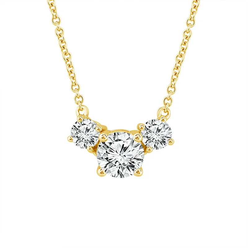 14K Yellow Gold 1/2ctw Diamond Trio Necklace