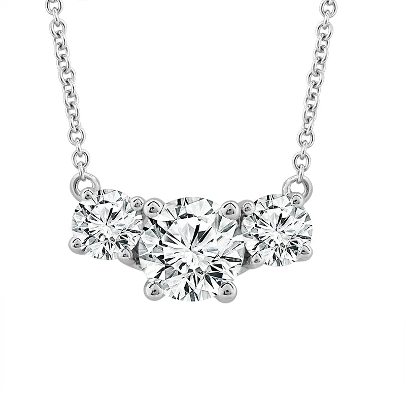 14K White Gold 1ctw Trio Diamond Necklace