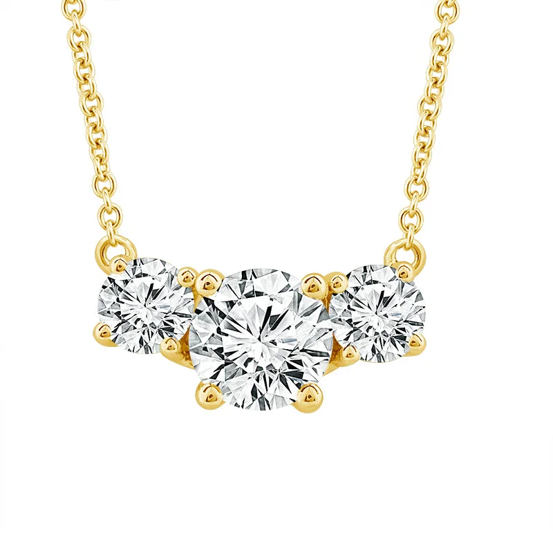 14K Yellow Gold 1ctw Diamond Trio Necklace