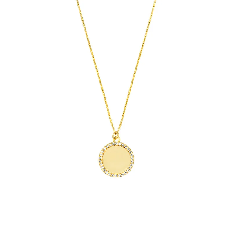 1/6tcw Engravable Disk Adjustable Necklace