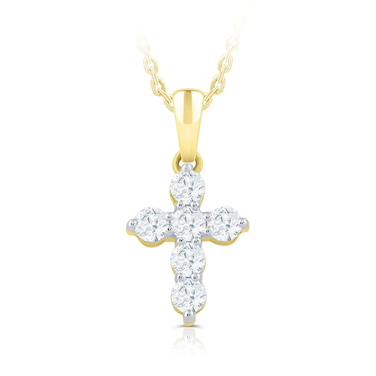 14K Yellow Gold Diamond Cross Pendant