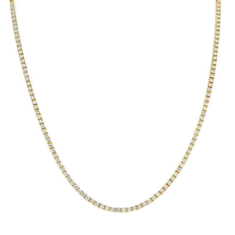 14K Yellow Gold 3.20ctw Diamond Tennis Necklace