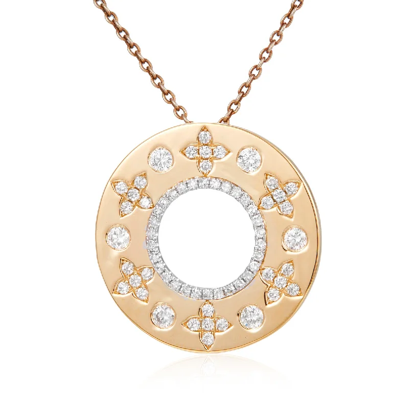 14K Yellow Gold Diamond Medallion Pendant