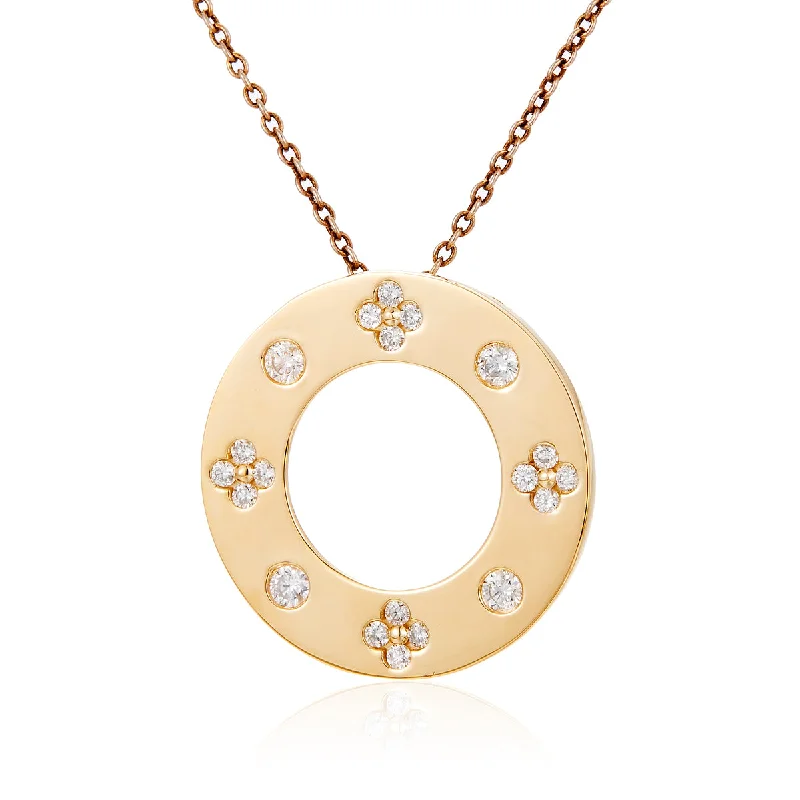 14K Yellow Gold Diamond Disc Pendant