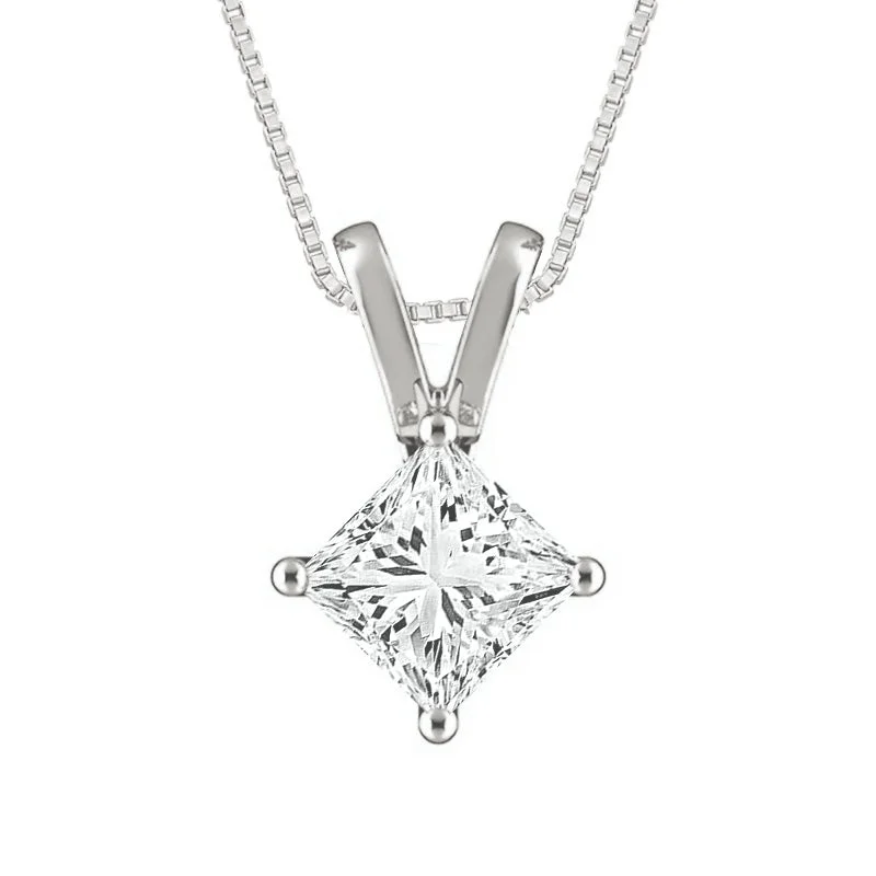 Diamond Solitaire Pendant 0.25 ct tw 14k White Gold