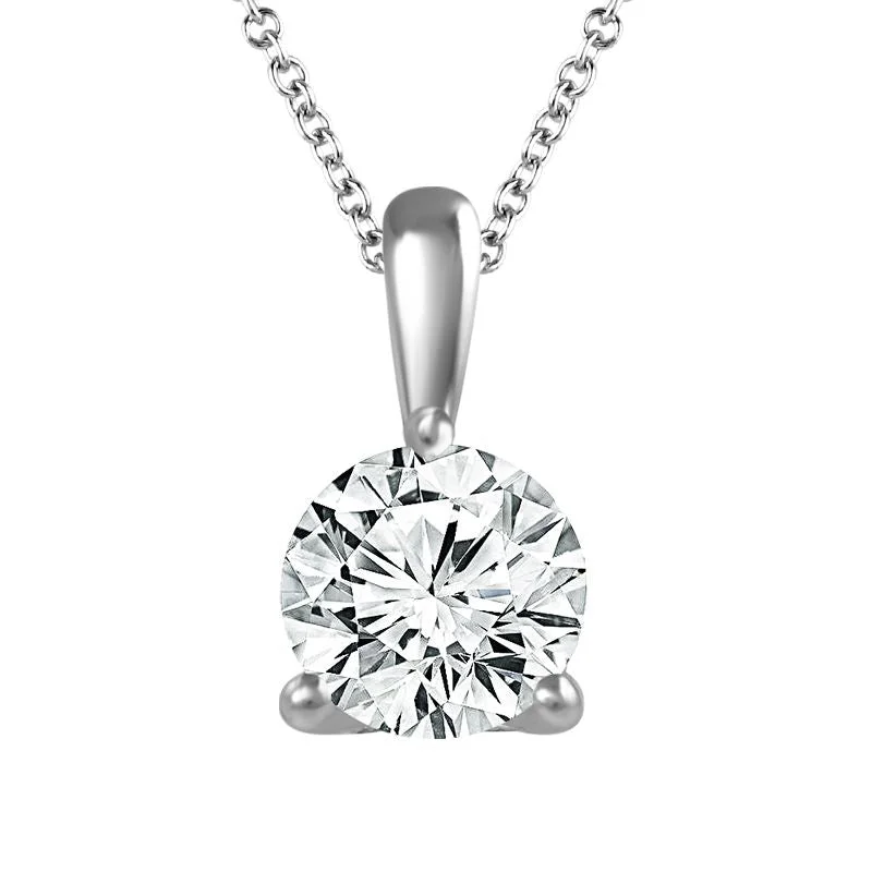 14K White Gold Solitaire 3/4ct Diamond Pendant