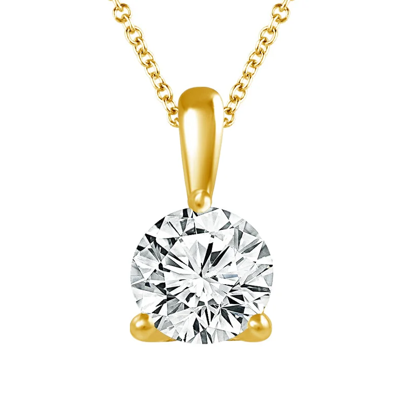 14K Yellow Gold Solitaire 1/2ct Diamond Pendant