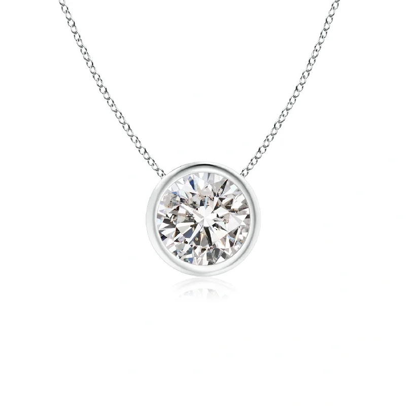 14K White Gold Bezel Set Diamond Necklace