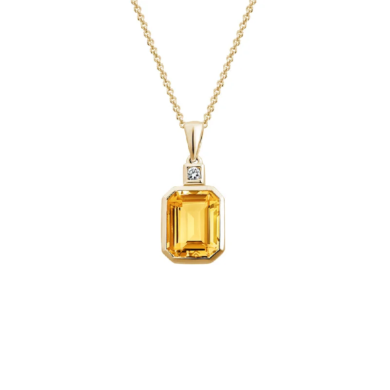 Emerald Cut Semi-Precious Gemstone Pendant Necklace