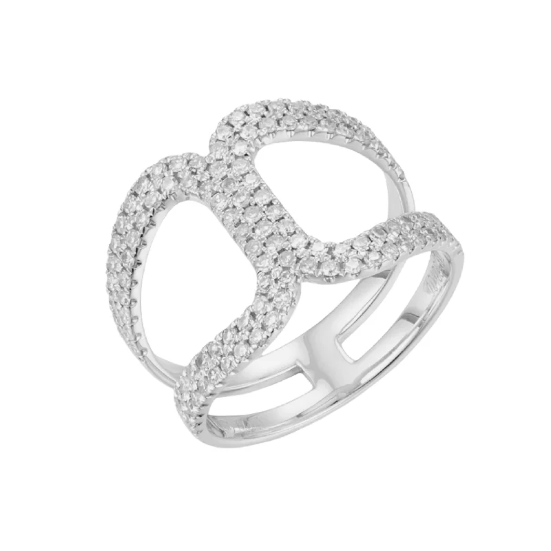 14K White Gold Pave Diamond Open Band