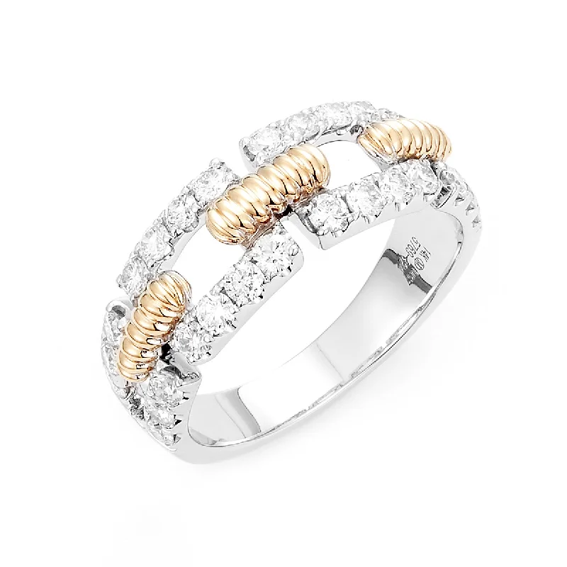 14K Two Tone Diamond Link Band