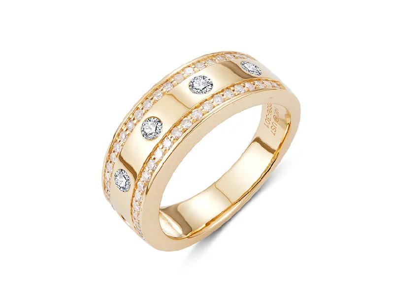 14K Yellow Gold Diamond Station Band