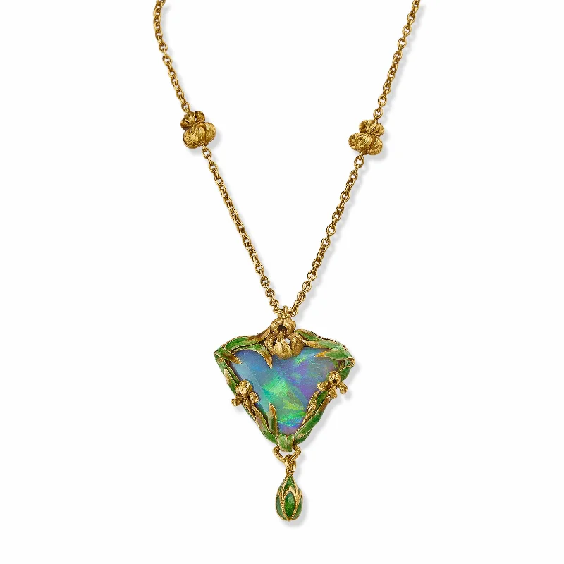 Marcus & Co. Black Opal and Enamel Pendant Necklace