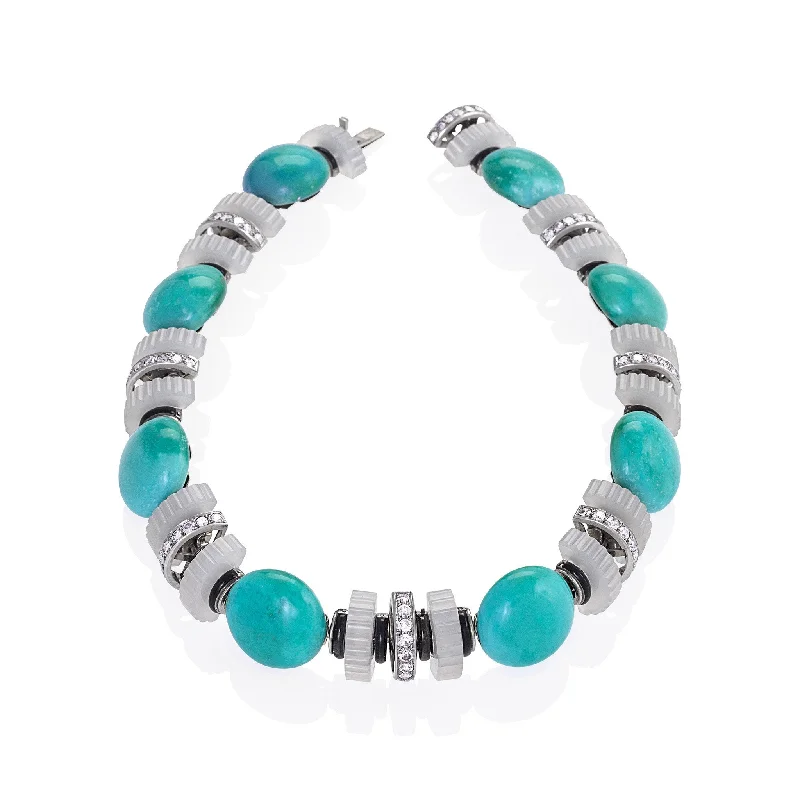 Mauboussin Turquoise, Chalcedony and Diamond Necklace