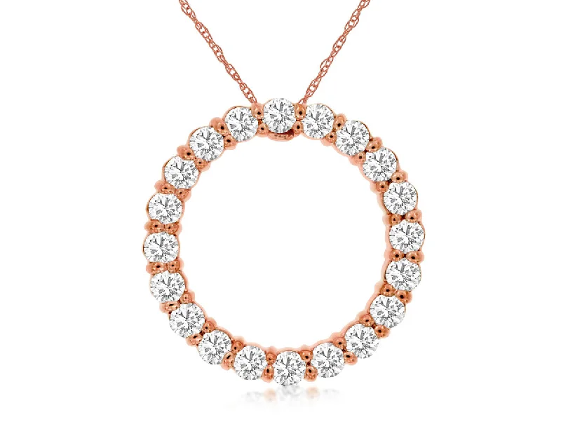 14K Rose Gold Diamond Circle Necklace