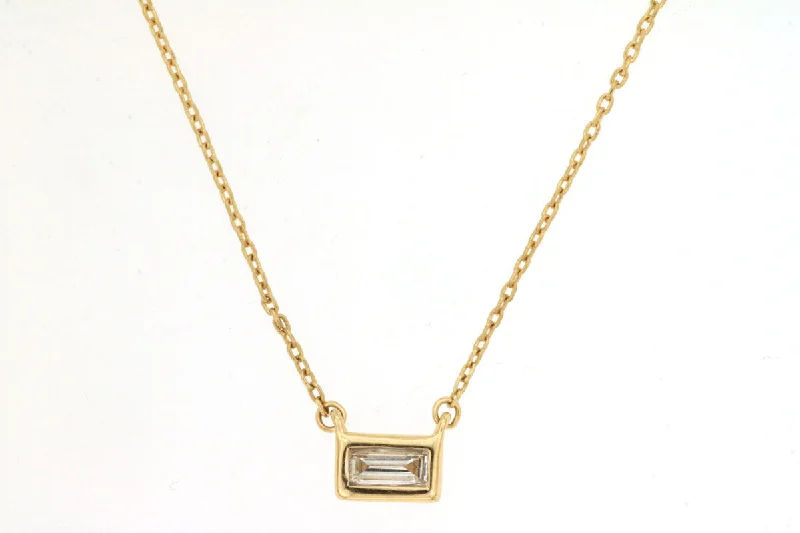 14K Yellow Gold Bezel Set Diamond Necklace