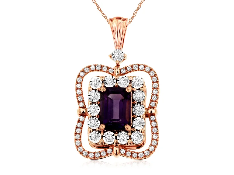 14K Rose Gold Amethyst Necklace