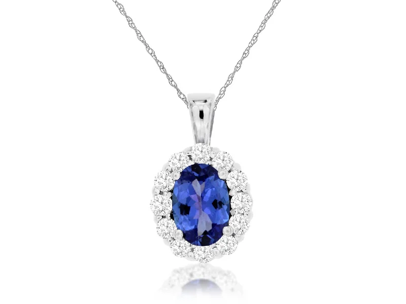 14K White Gold Tanzanite and Diamond Necklace