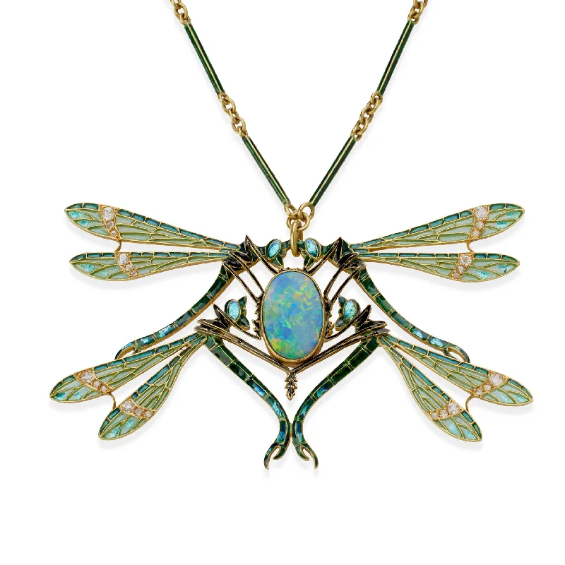 René Lalique "Four Dragonflies" Pendant Necklace