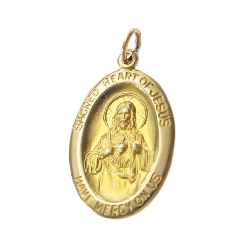 Sacred Heart Jesus Mercy Mary Our Lady of Fatima Necklace Pendant Charm 14k Gold