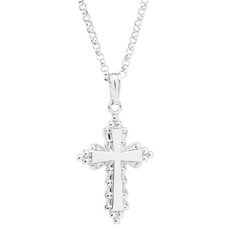 Sterling Silver Accented Cross Necklace 18"