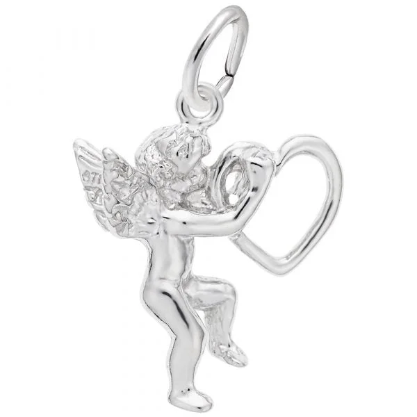 Sterling Silver Angel with Heart Charm