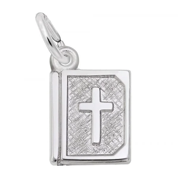 Sterling Silver Bible with Cross Charm