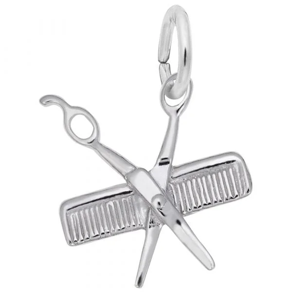 Sterling Silver Comb and Scissors Charm