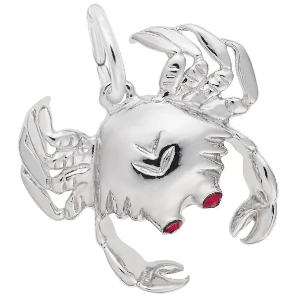 Sterling Silver Crab with Red Eyes Charm