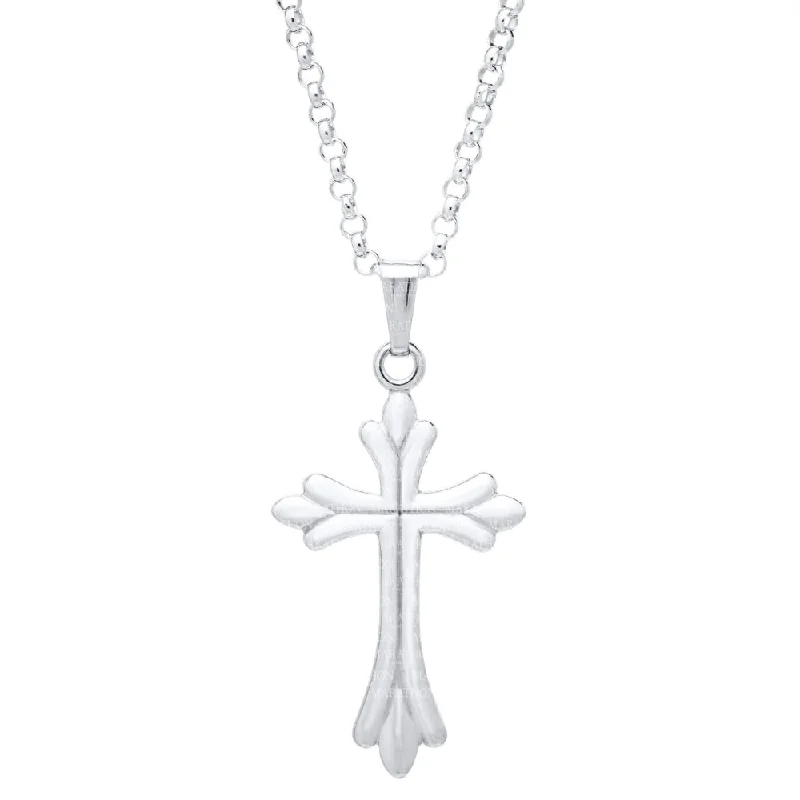 Sterling Silver Cross with Scalloped Edges