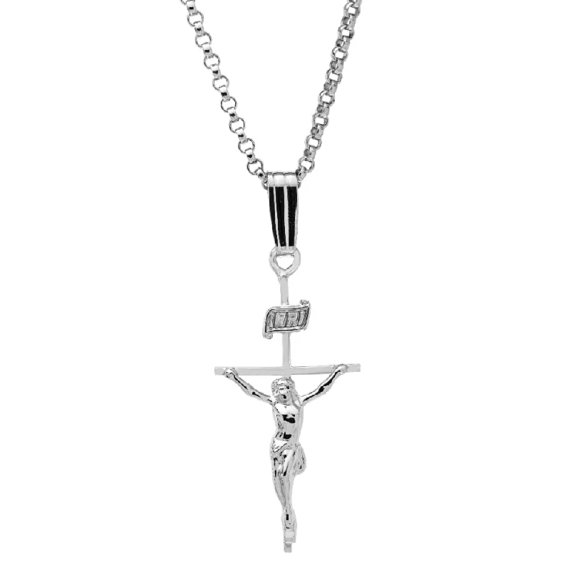 Sterling Silver Crucifix Necklace 18"