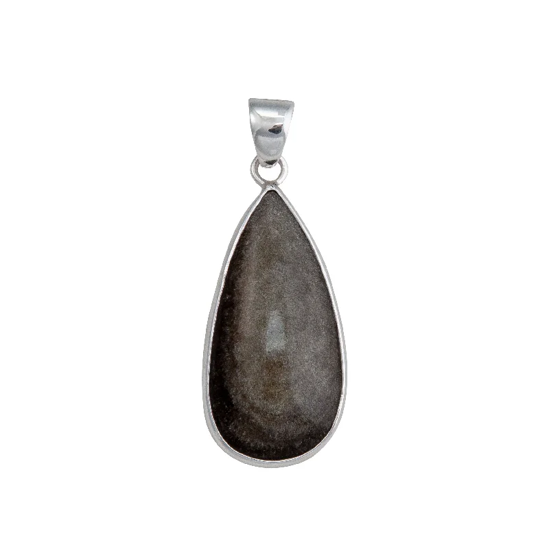 Sterling Silver Gold Sheen Obsidian Pendant