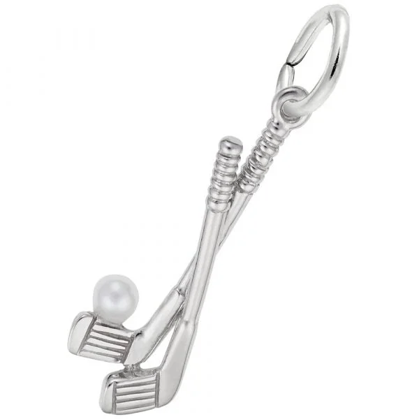 Sterling Silver Golf Clubs with Pearl Charm