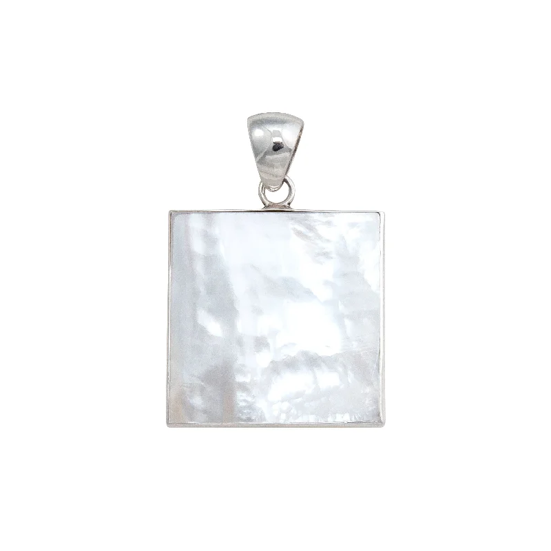 Sterling Silver Mother of Pearl Square Pendant