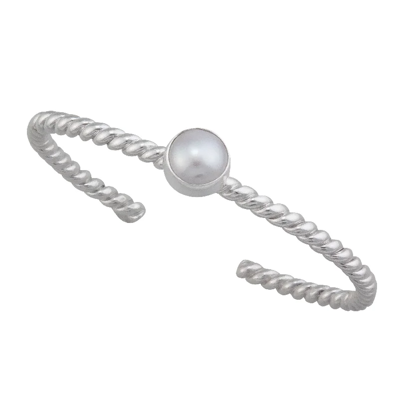 Sterling Silver Pearl Twist Mini Cuff