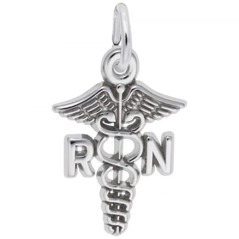 Sterling Silver RN Caduceus Charm